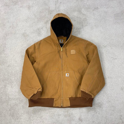 Vintage Carhartt hooded active jacket XL Hamilton Brown canvas bomber