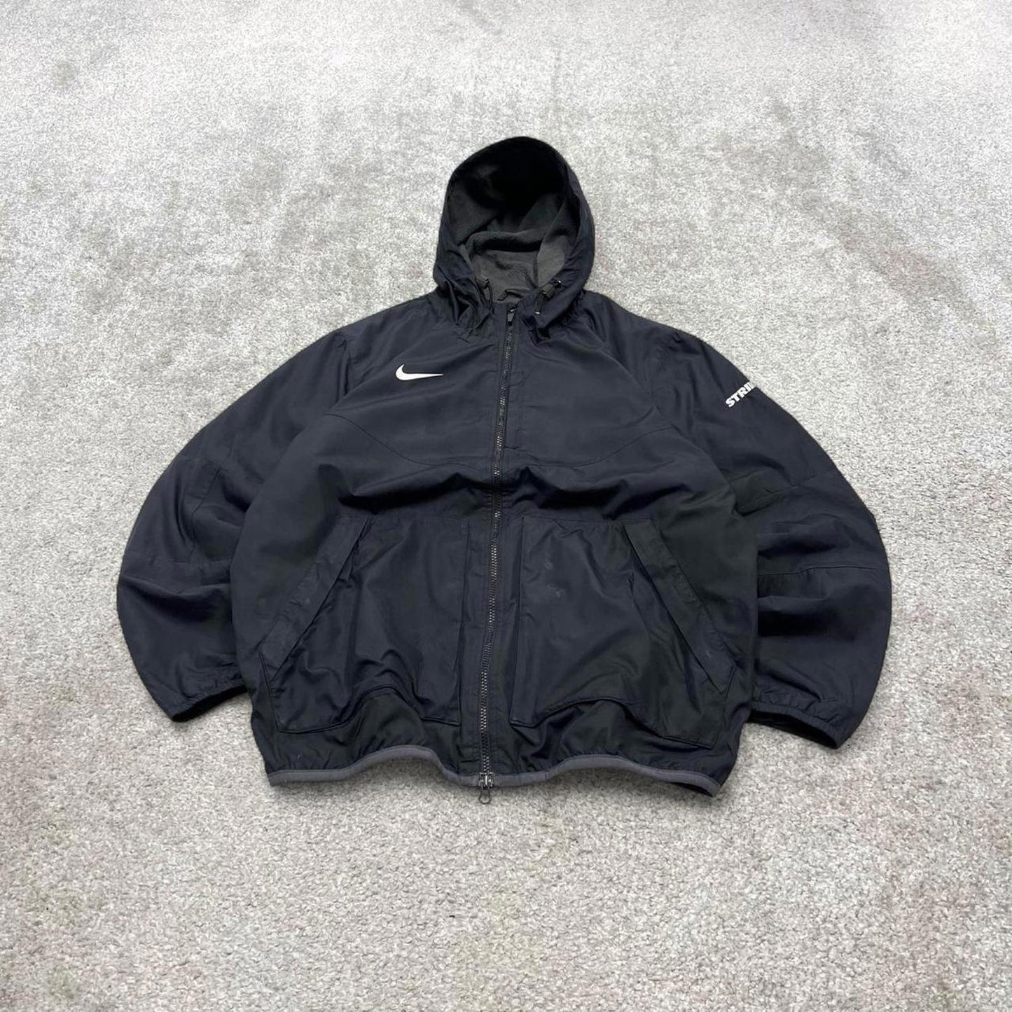 00s Nike technical windbreaker jacket XL men's black y2k hooded full zip up coat technical