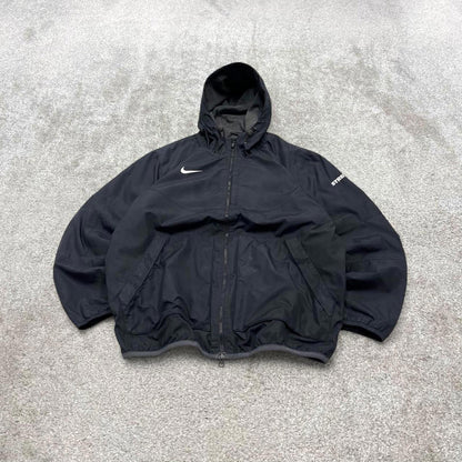 00s Nike technical windbreaker jacket XL men's black y2k hooded full zip up coat technical