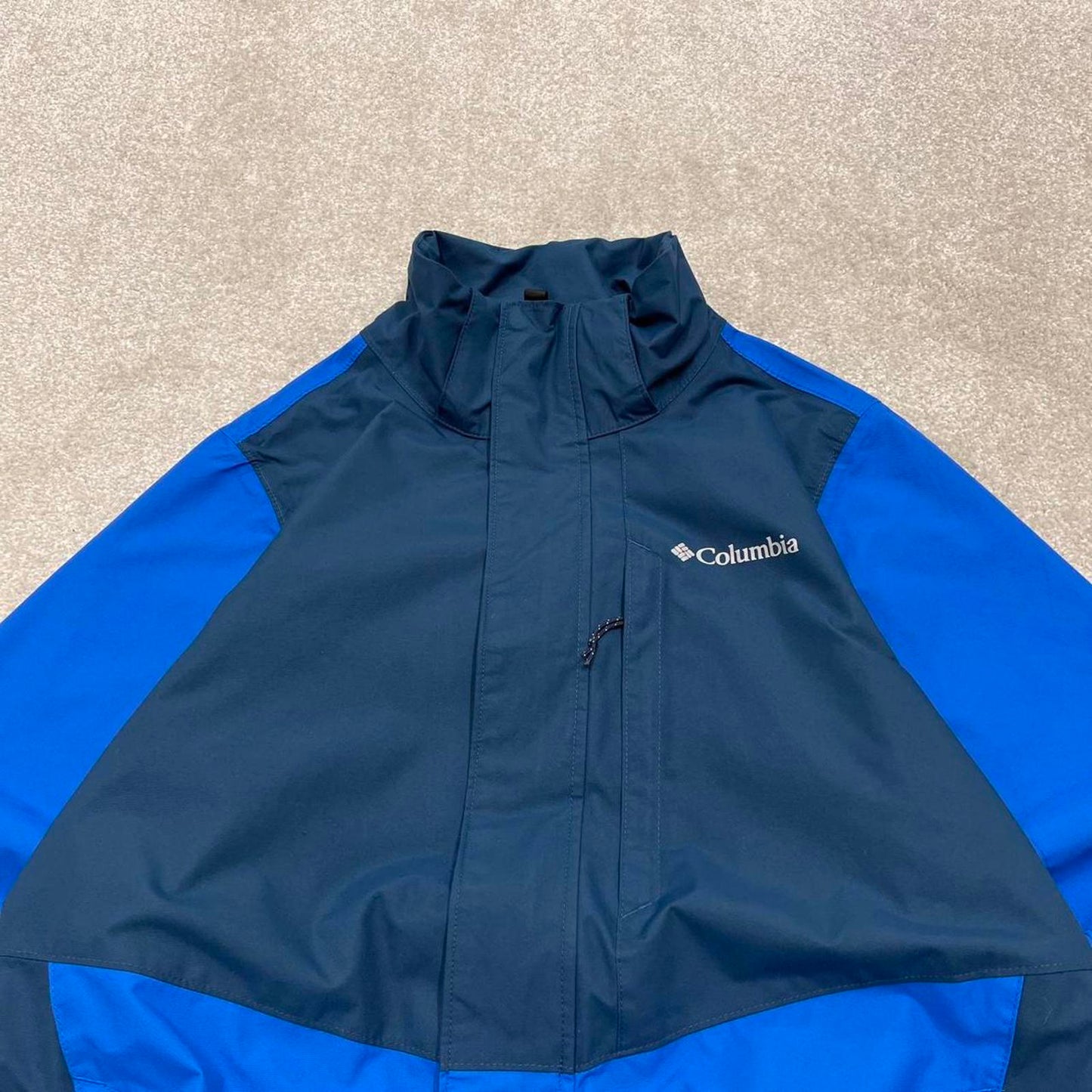 00s Columbia technical windbreaker jacket S men's navy blue y2k style hooded adjustable autumn