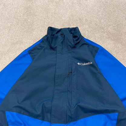 00s Columbia technical windbreaker jacket S men's navy blue y2k style hooded adjustable autumn