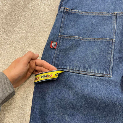 Embroidered BOFF jeans dungarees W34 90s y2k hip hop skater style denim overall shorts