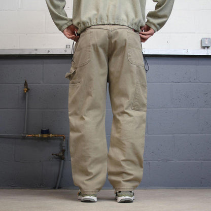 Y2K Wrangler carpenter jeans loose fit khaki Wide leg canvas skate style workwear cargo pants