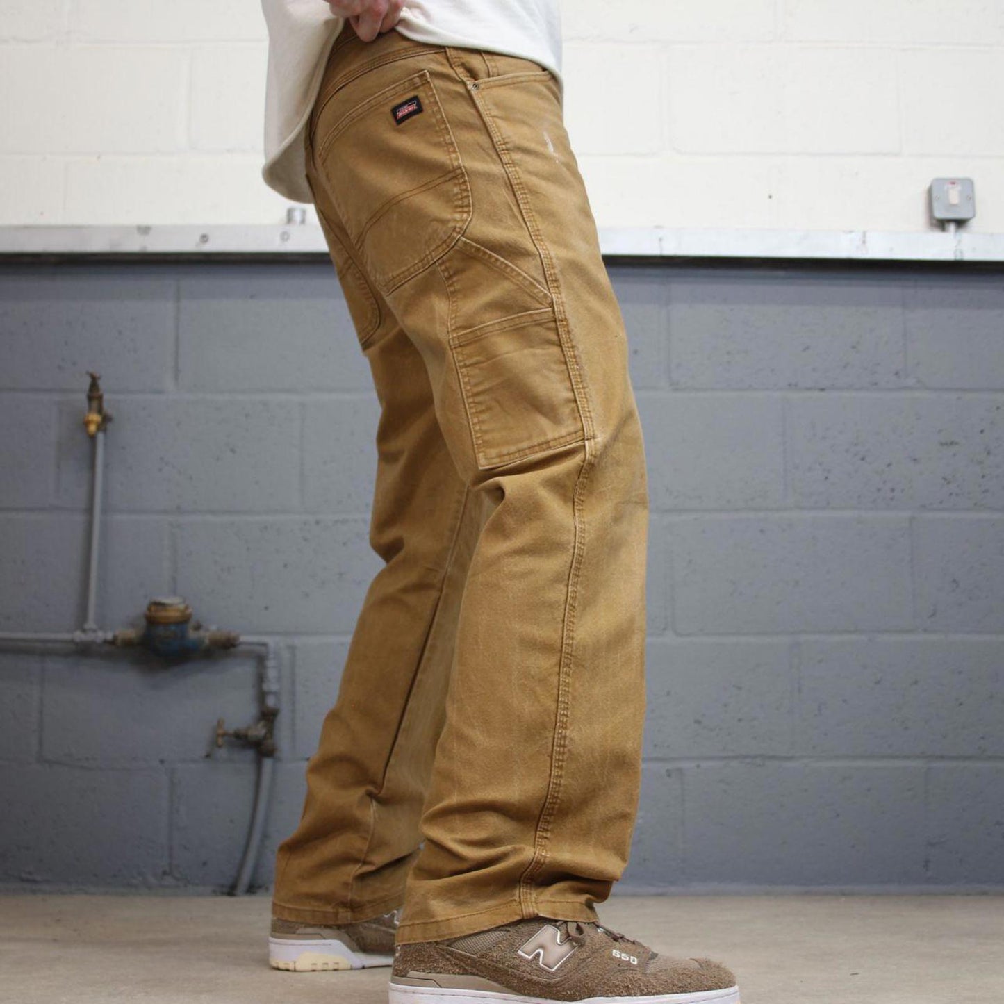 Tan Dickies carpenter jeans W32L30 loose canvas 90s skater style cargo pants