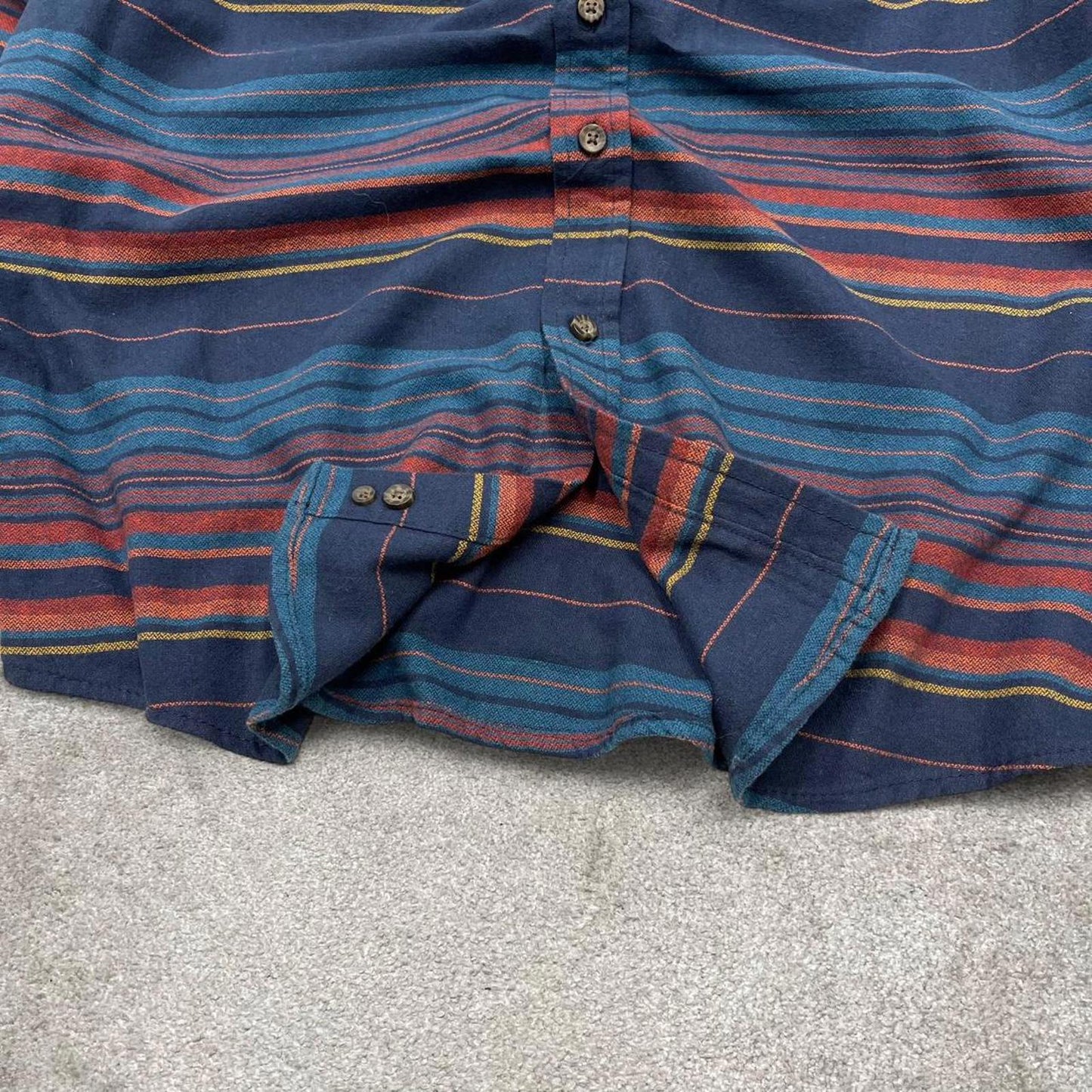 Striped flannel shirt autumnal M navy Goodfellow men's long sleeve button up y2k style
