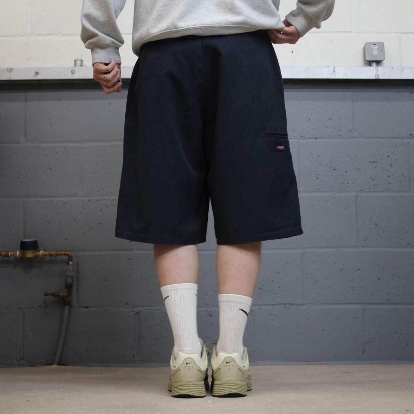 Baggy Dickies carpenter shorts long leg navy Twill chino skater style shorts loose long leg