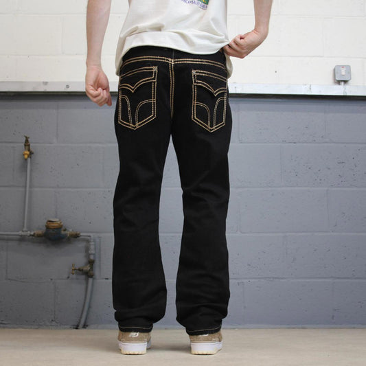 Black Ace of Diamond embroidered jeans W36L30