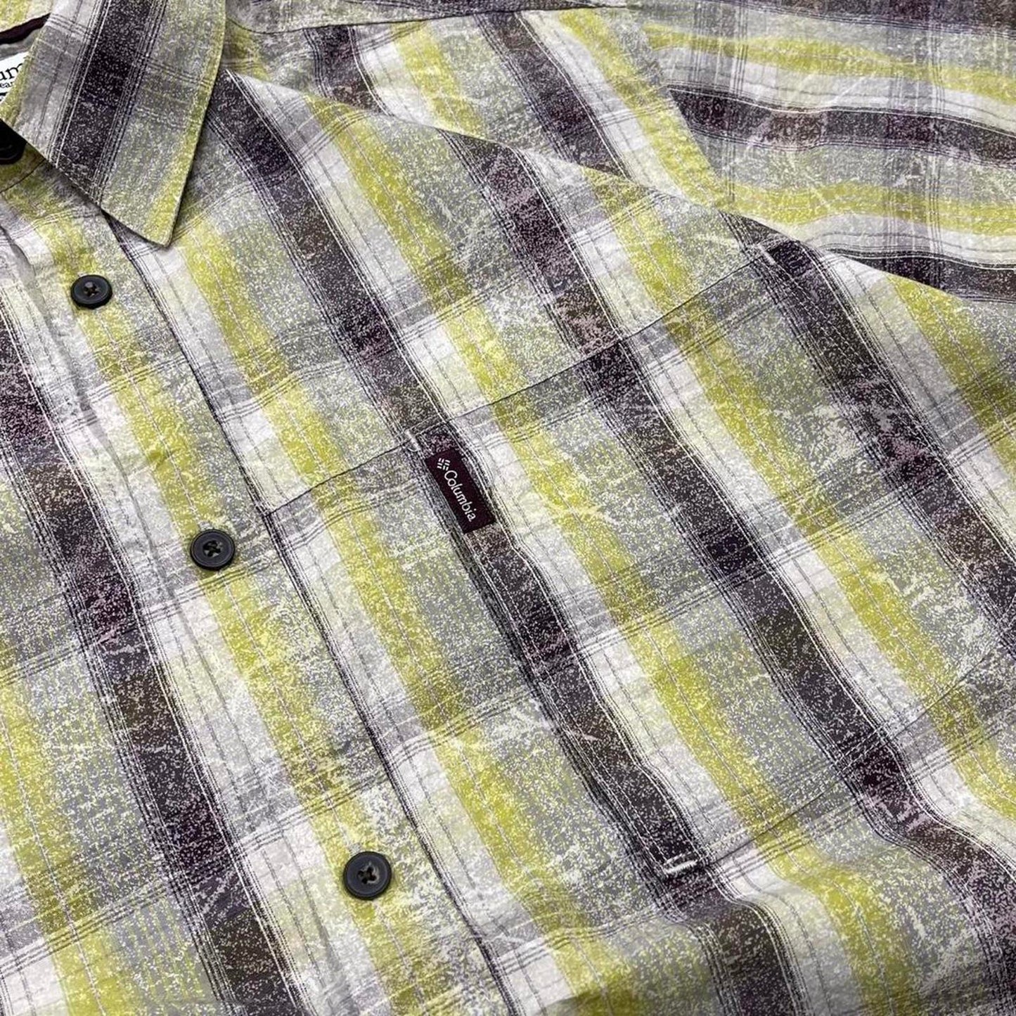 Y2K boxy fit checkered shirt short sleeve green Columbia surf style check shirt summer festival