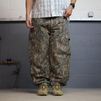 Vintage camo cargo pants y2k utility khaki White Tail quilt lined camouflage hunting loose leg
