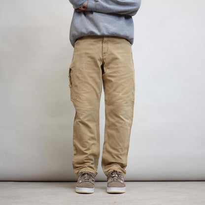 Tan Carhartt carpenter trousers W36L30 relaxed fit cargos patch logo