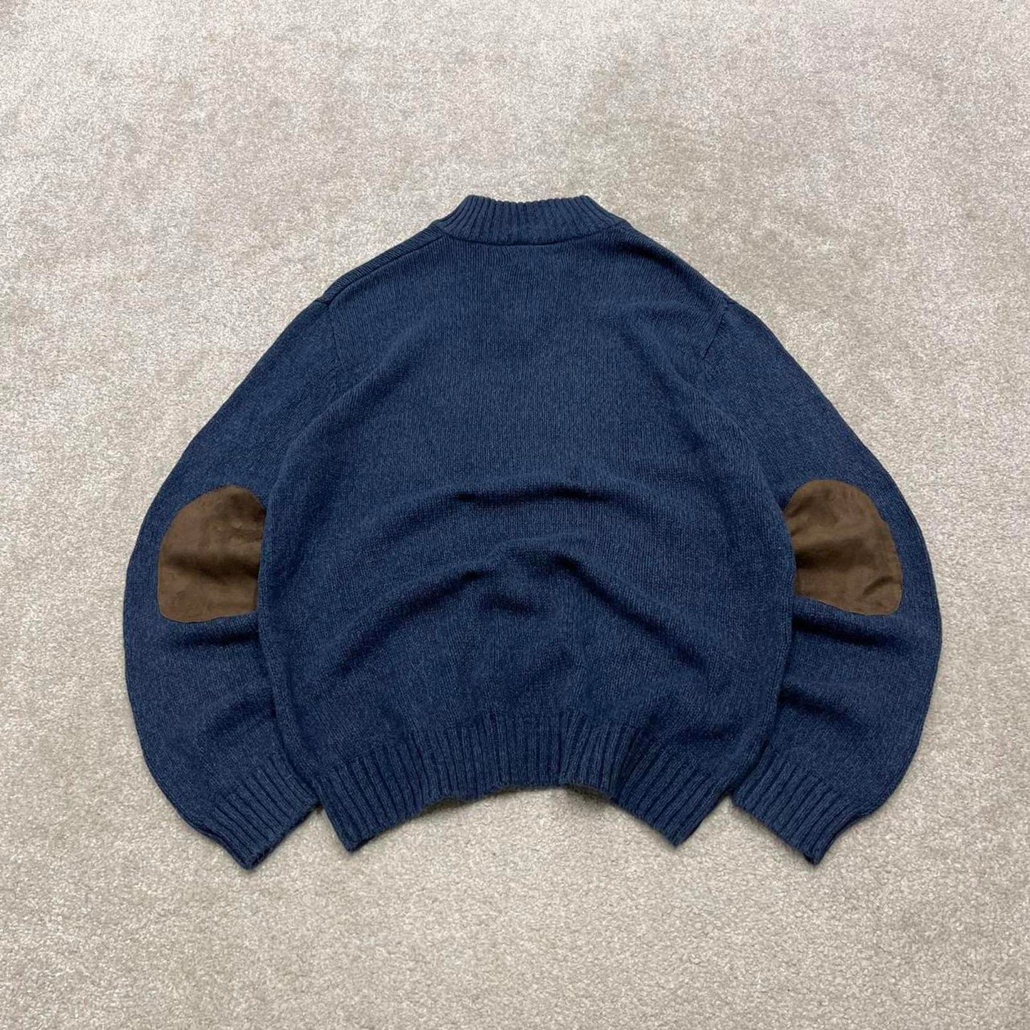 CHAPS knit sweater jumper pull over Medium men's navy knitted button y2k 00s style