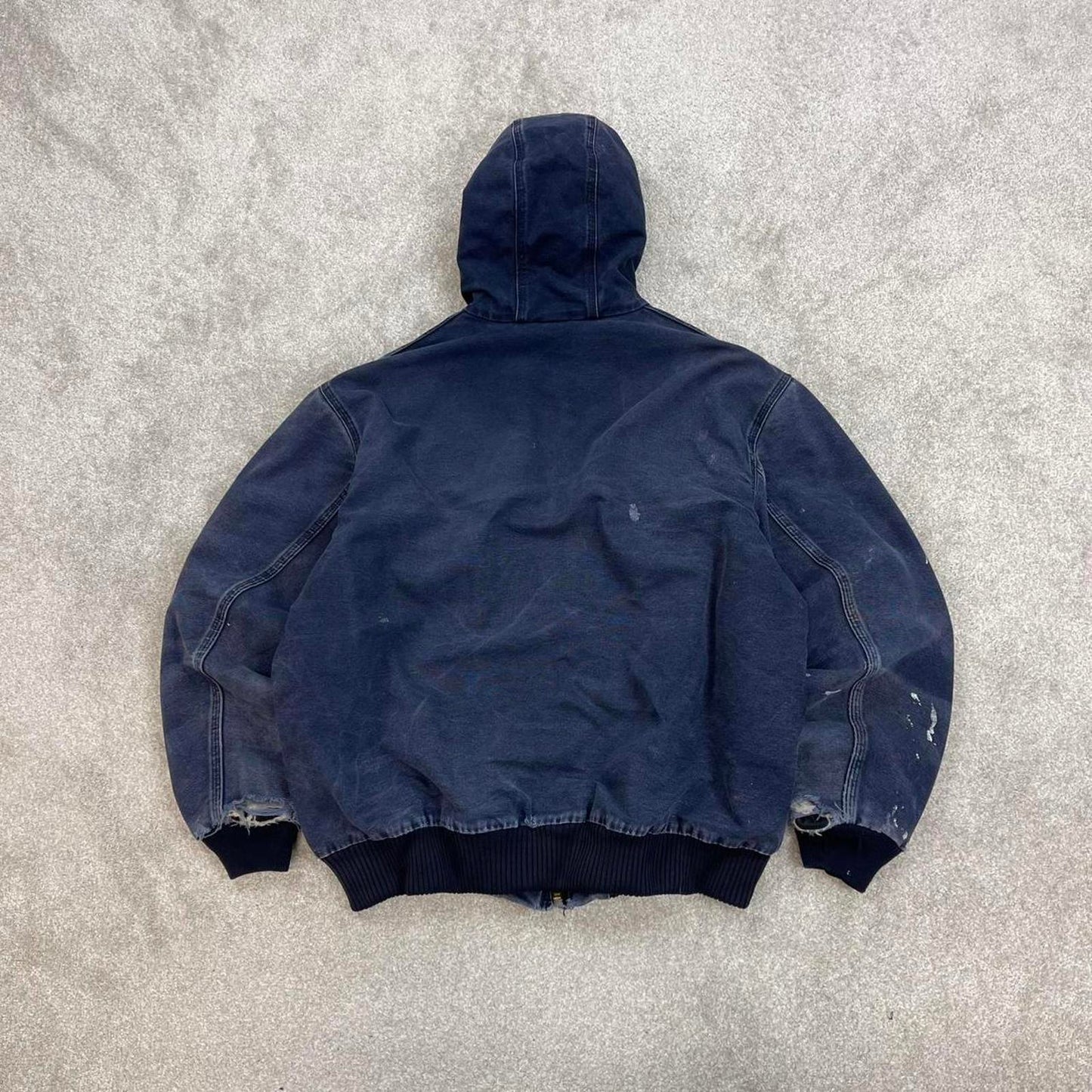 Vintage navy Carhartt hooded active jacket XL technical canvas 90s style skater bomber
