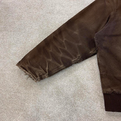 Faded brown Carhartt hooded active jacket 2XL canvas Full Swing work coat
