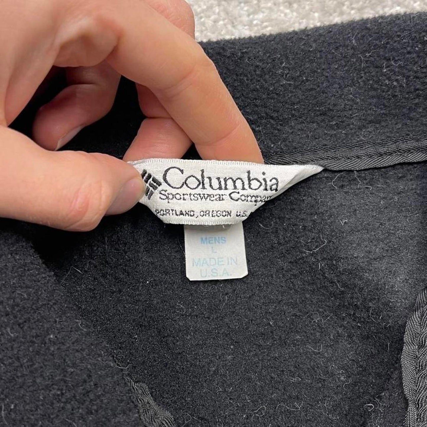 Y2K vintage Columbia technical fleece boxy fit black Patch logo full zip up autumn wear