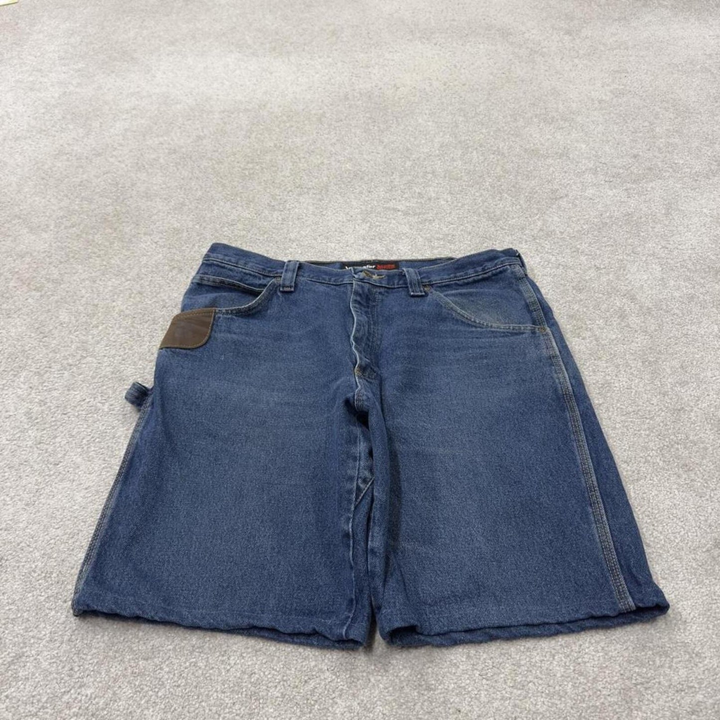 Wrangler Y2K denim carpenter shorts workwear blue Loose cargo 100% cotton jorts summer festival