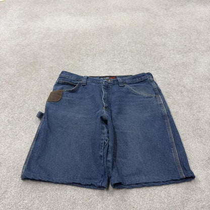 Wrangler Y2K denim carpenter shorts workwear blue Loose cargo 100% cotton jorts summer festival