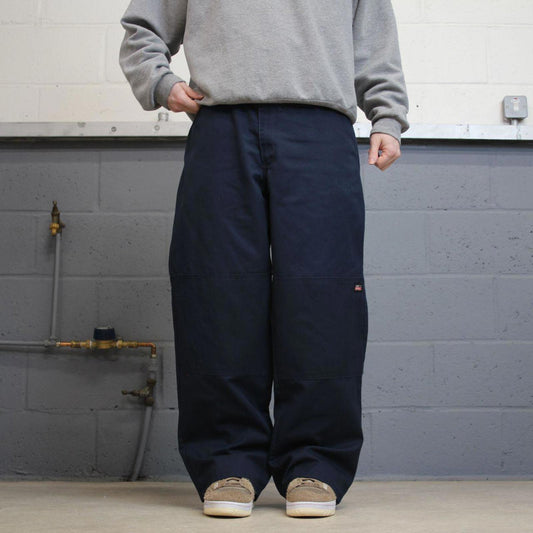 Y2k baggy Dickies double knee work pants navy Loose fit wide-leg chino style skate trousers