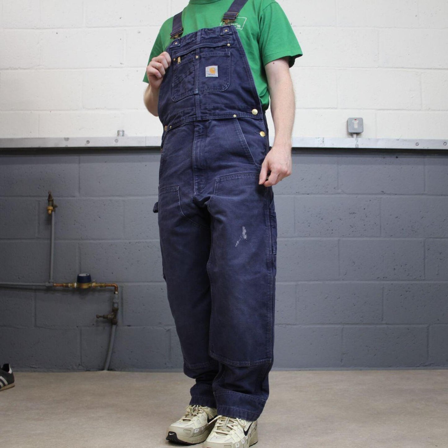 Vintage Carhartt dungarees navy overalls Bib & brace utility workwear farmer