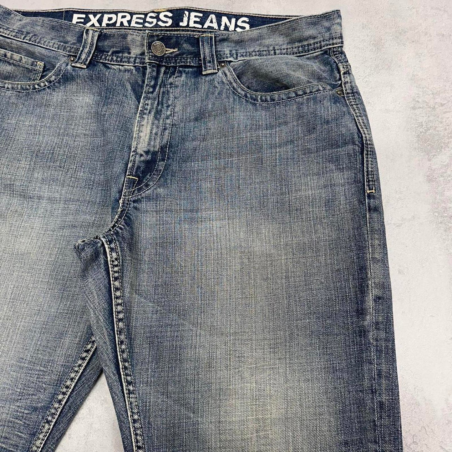 Mens Loose Express jeans W38 L34 blue bootcut Y2K style hip hop