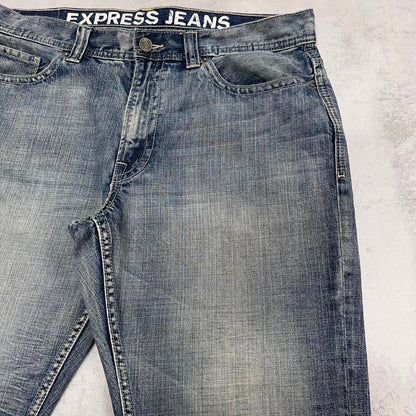 Mens Loose Express jeans W38 L34 blue bootcut Y2K style hip hop