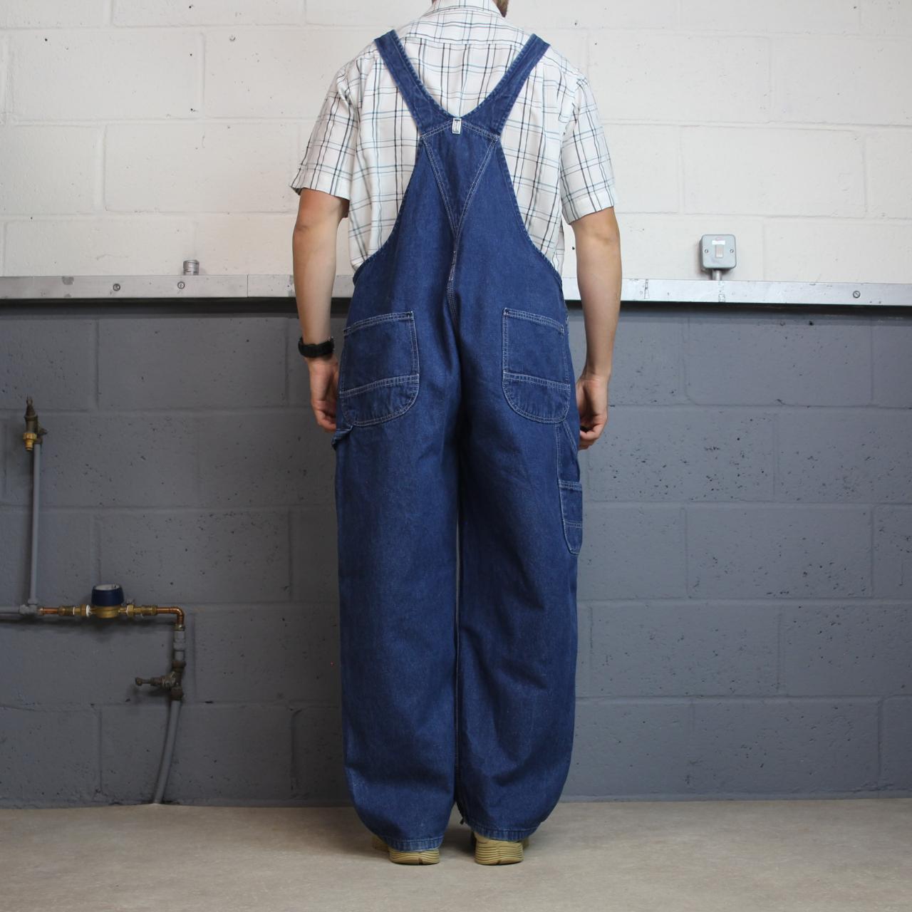 Vintage y2k denim dungarees loose fit blue Key workwear bib & brace overalls utility
