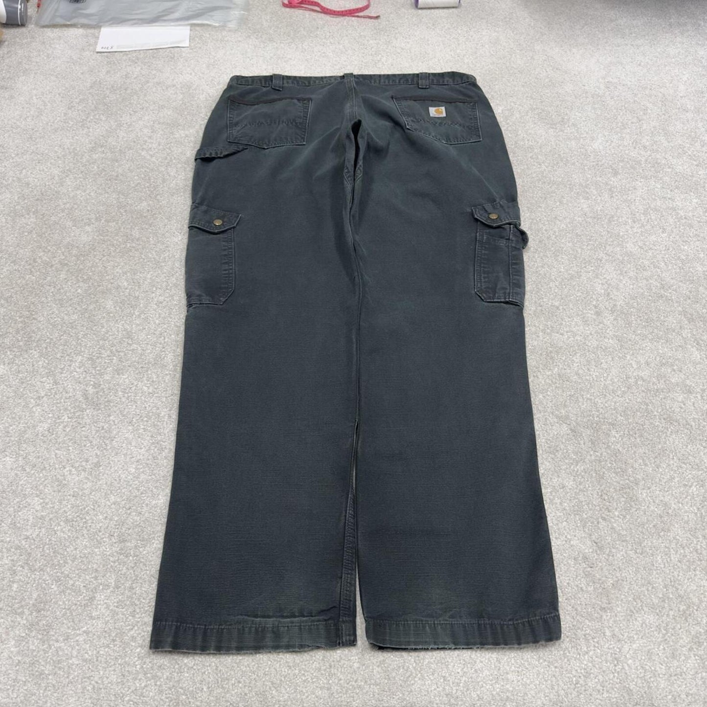Carhartt carpenter jeans loose leg faded black Loose relaxed canvasy skate style cargo work pants