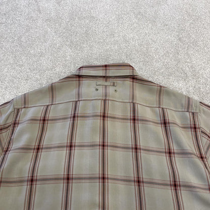North Face checkered short sleeve shirt khaki TNF surf style check shirt button down summer
