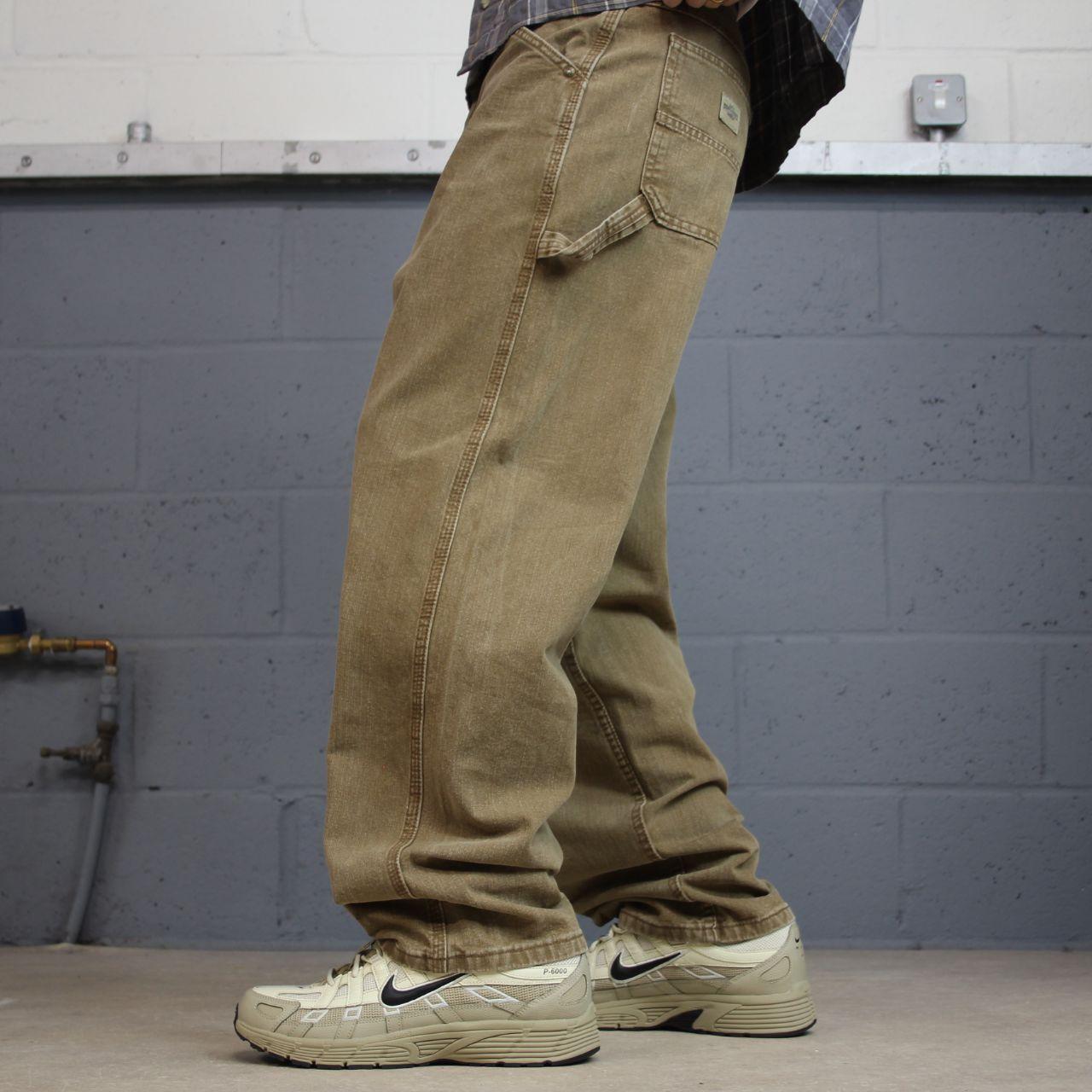 Vintage Lee carpenter jeans y2k tan brown Loose leg skater style utility workwear trousers