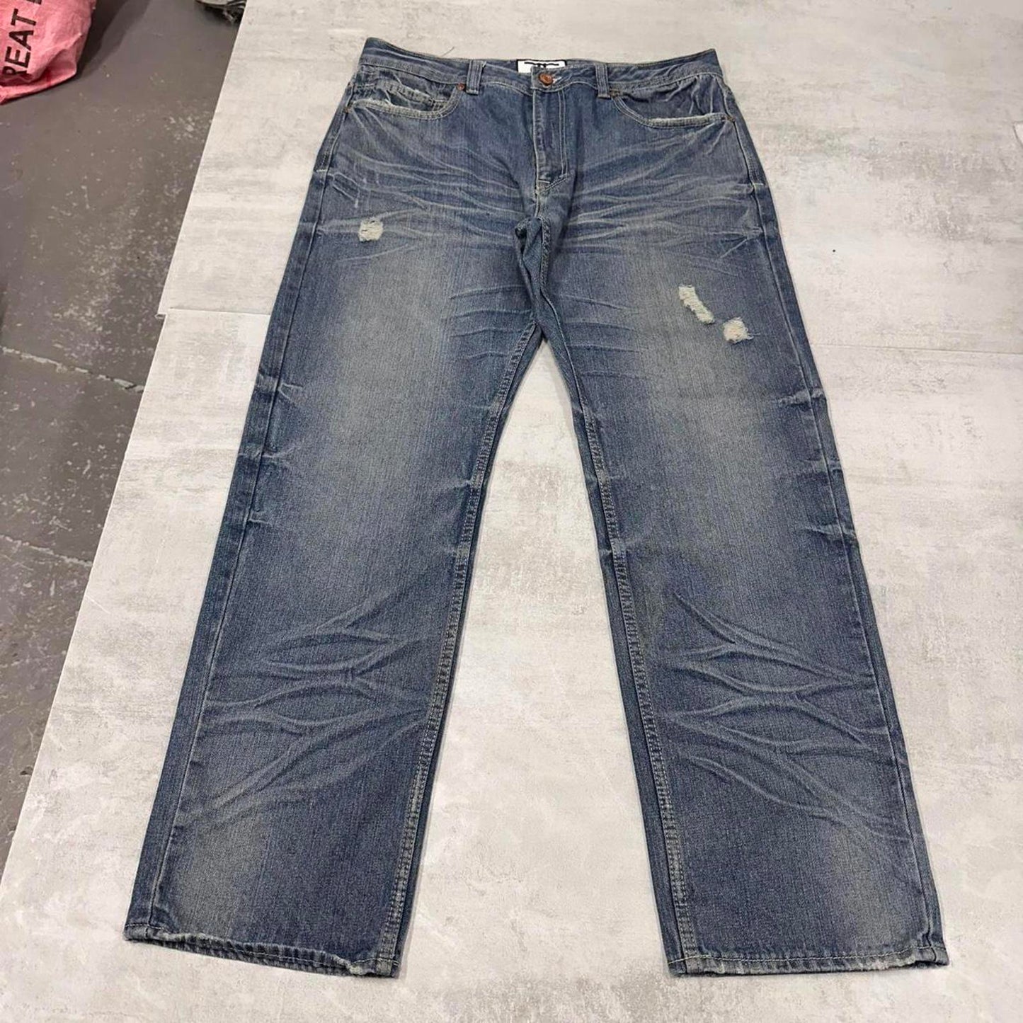 Blue Jordan Craig jeans W38L32 loose Y2K style hip hop distressed design