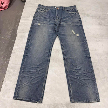 Blue Jordan Craig jeans W38L32 loose Y2K style hip hop distressed design