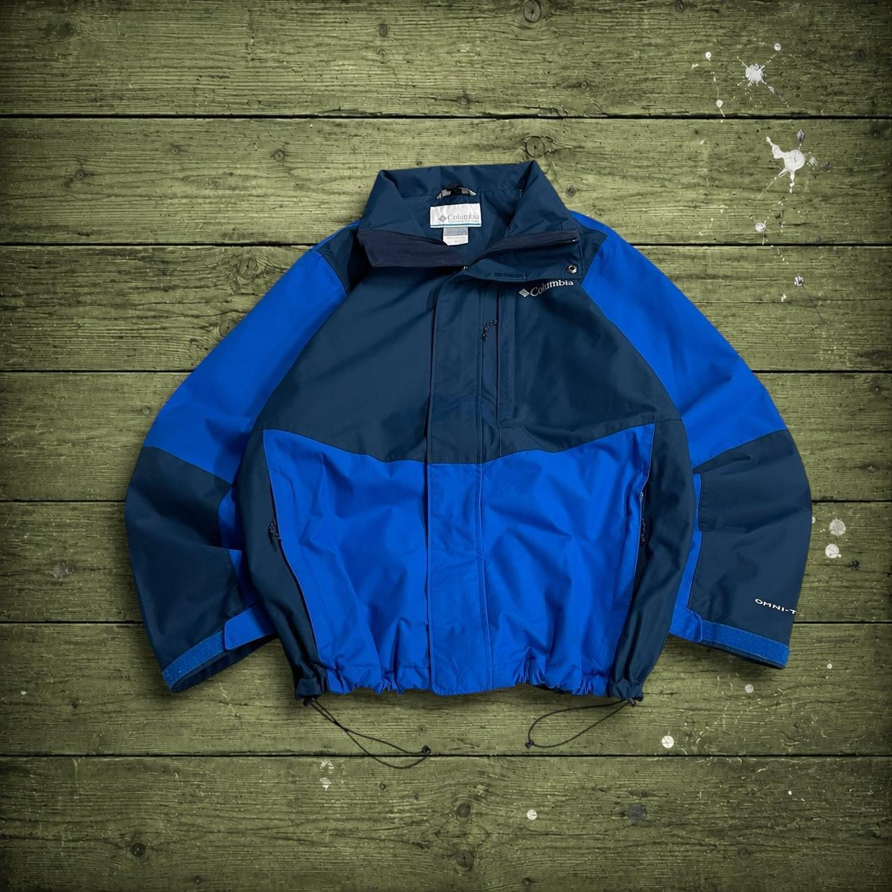 Columbia technical windbreaker jacket Small men's navy blue Omni-tech y2k autumn panelled adjustable