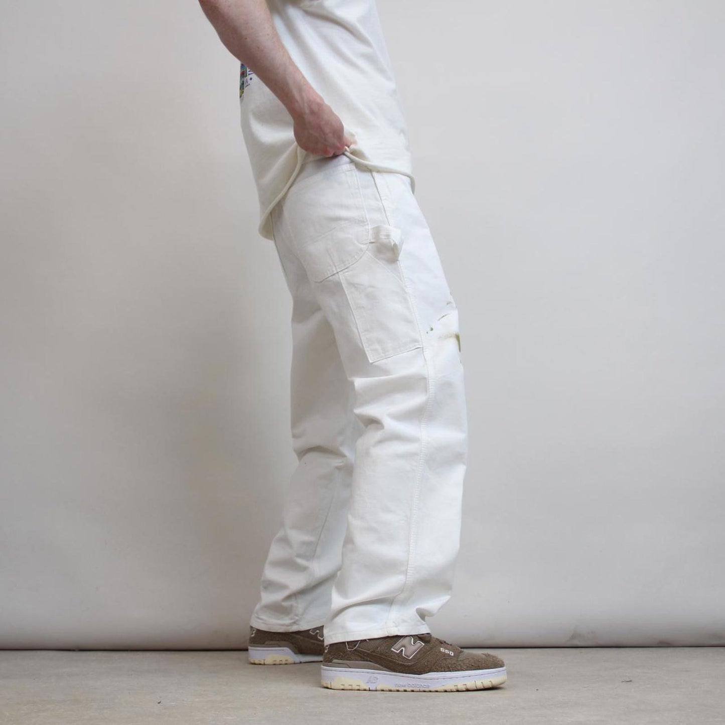 Mens Dickies carpenter pants W34 L30 white loose painter worker cargos
