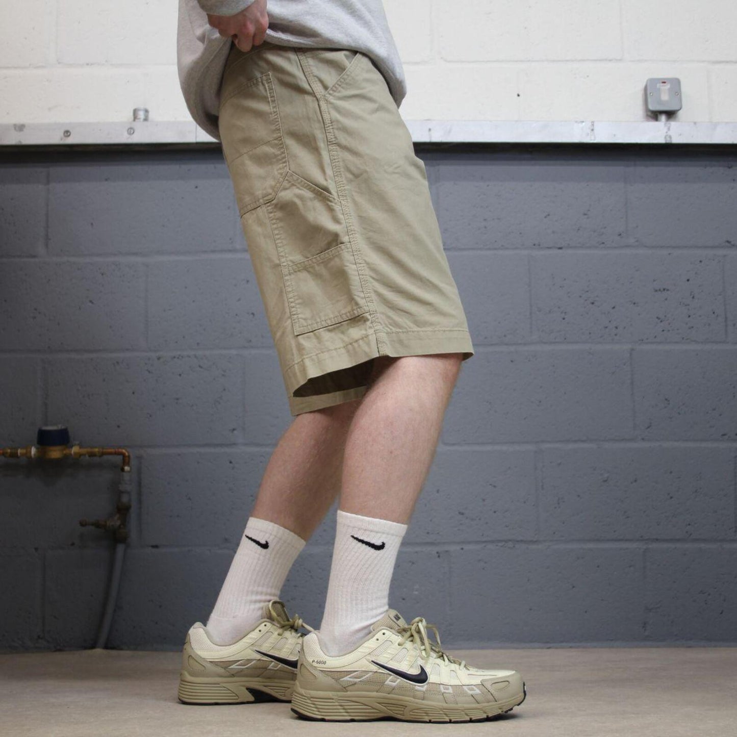 Y2K cargo shorts carpenter loose beige Faded Glory lightweight work shorts summer