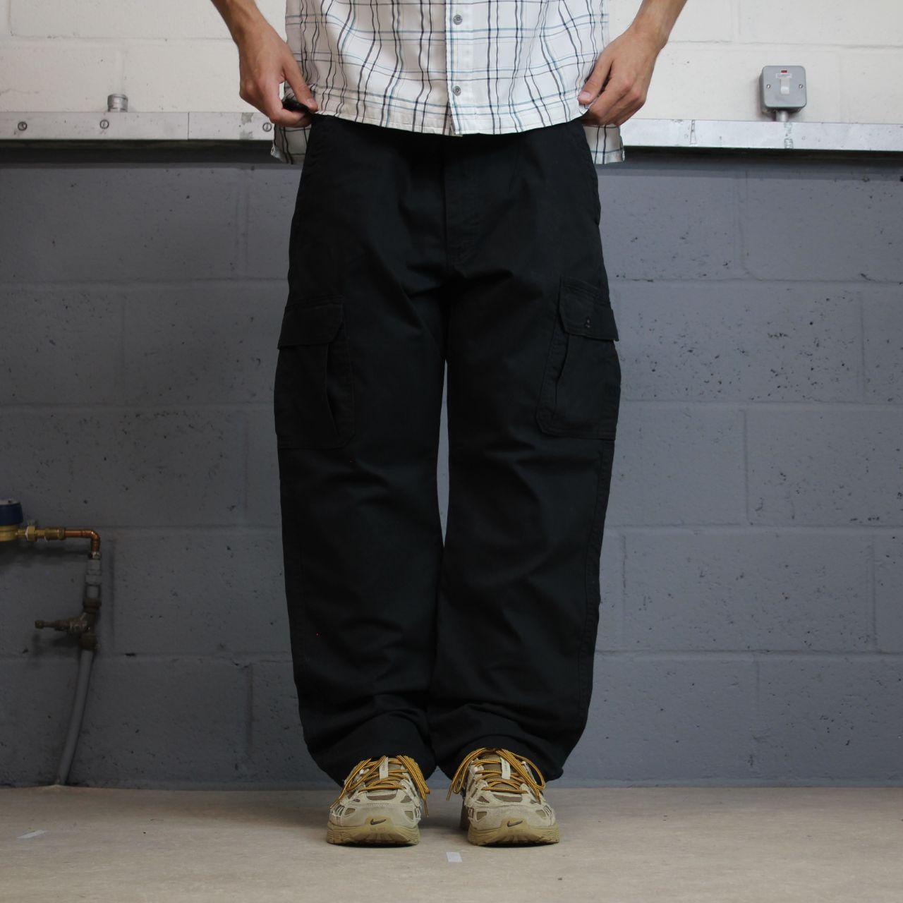 Wrangler cargo pants relaxed y2k black W36L30 Loose straight leg skater work pants