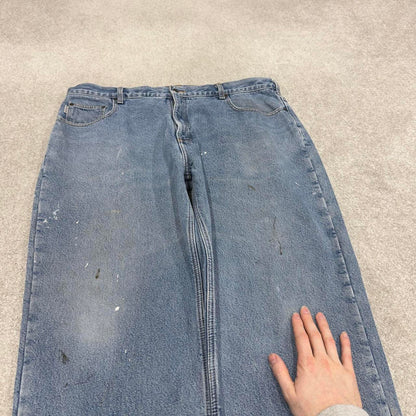 Y2K baggy Carhartt denim jeans blue Loose fleece lined skate style workwear pants
