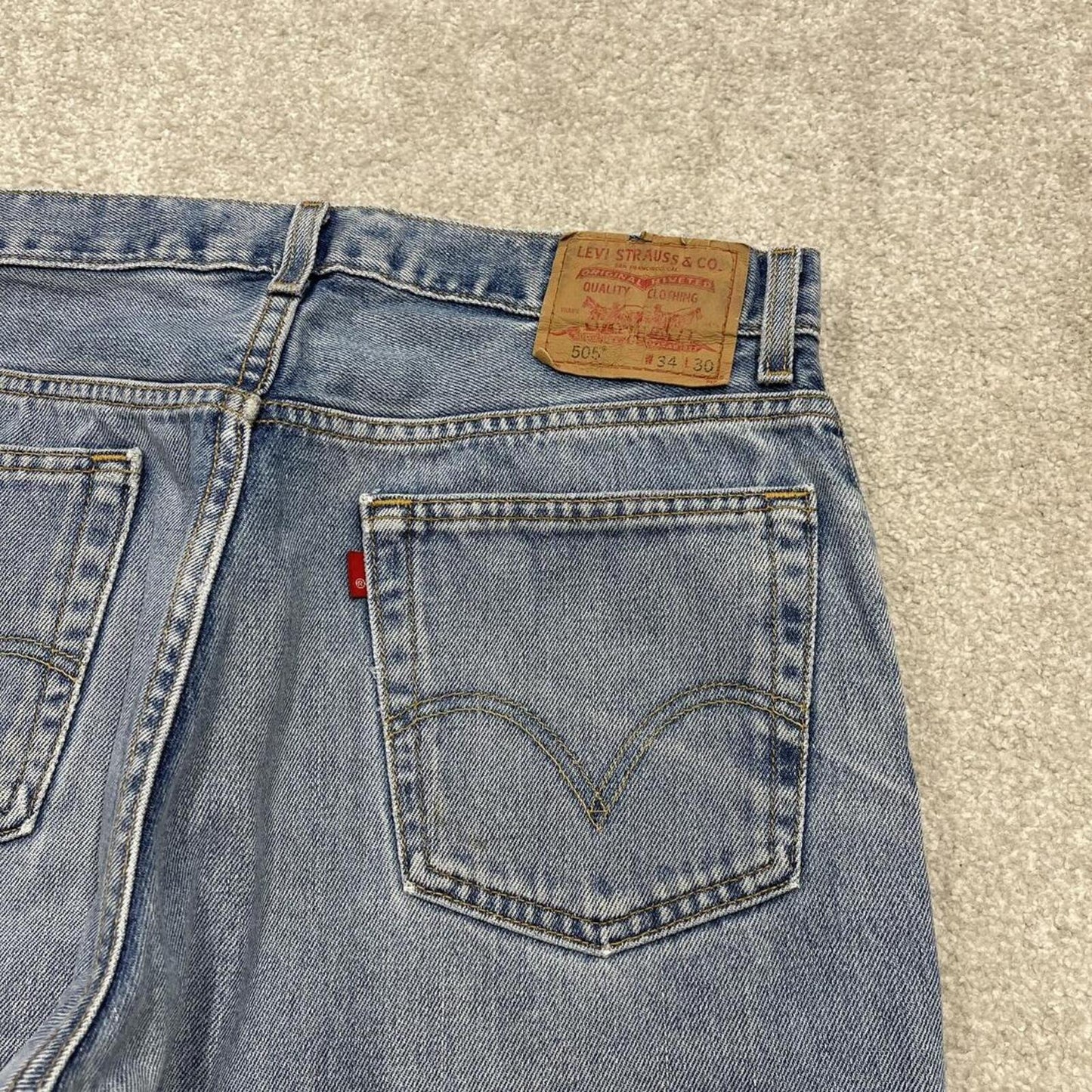 Y2k Levi's 505 jeans regular fit blue 100% cotton denim pants red tab logo