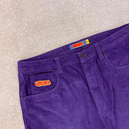Purple Empyre wide wale jumbo corduroy trousers W34L31 chunky baggy cord pants 90s skate style