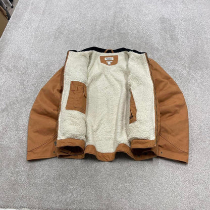 90s Vintage Detroit style workwear jacket Eddie Bauer large tan canvas 90s style bomber