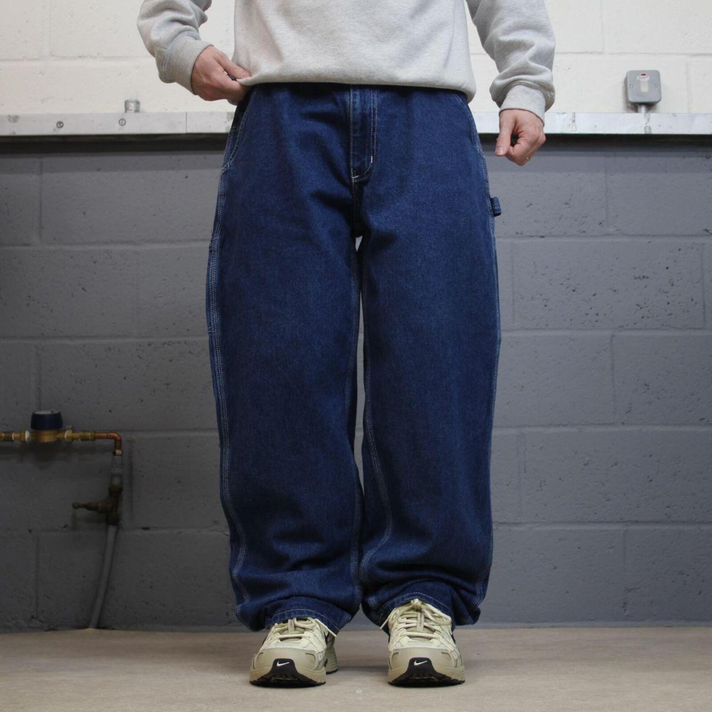 Carhartt baggy carpenter jeans denim blue Loose wide leg workwear skater pants