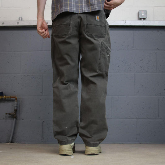 Carhartt carpenter pants relaxed y2k grey Straight leg skater style workwear pants