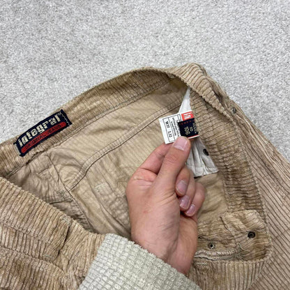 Baggy Integral corduroy pants W36L30 beige wide wale jumbo cord trousers 90s skater style
