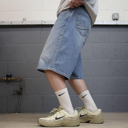 Long denim shorts y2k skater loose blue BKE skater style brand surf jorts
