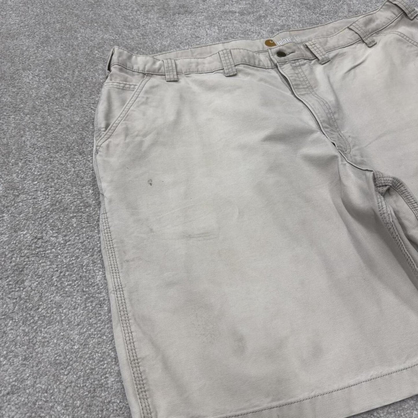 Carhartt baggy shorts carpenter loose beige Relaxed fit canvasy skater style cargo work shorts