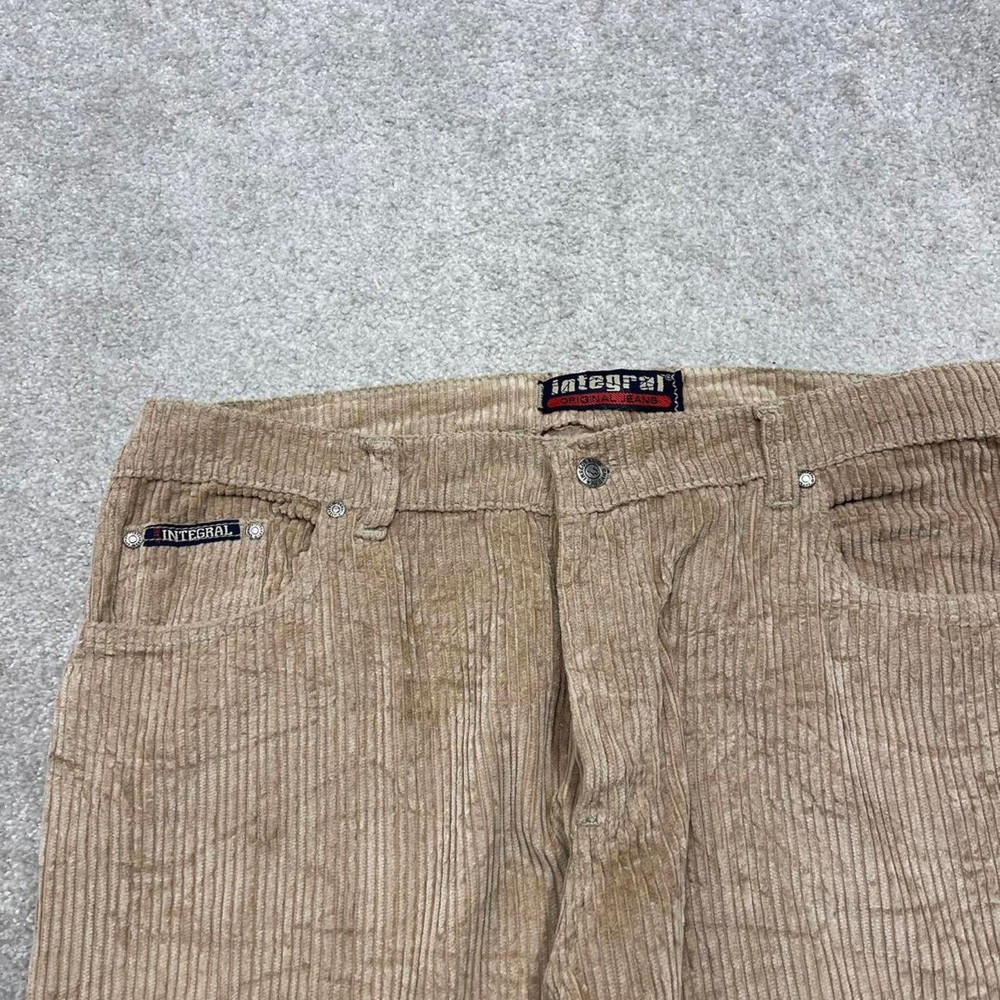 Baggy Integral corduroy pants W36L30 beige wide wale jumbo cord trousers 90s skater style