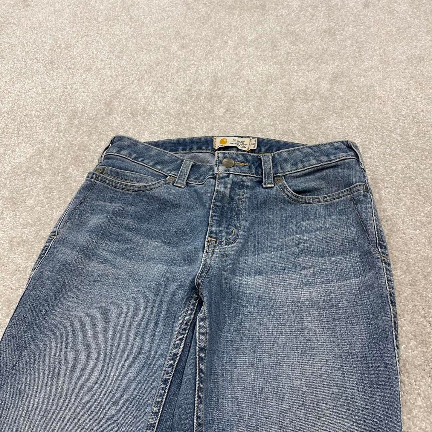 Y2k Carhartt skinny jeans blue size 2 women's 90s style 5 pocket pants workwear