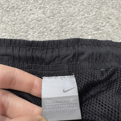 Y2K baggy Nike tracksuit bottoms black wide leg XXL Mesh lining drawstring waist swoosh logo