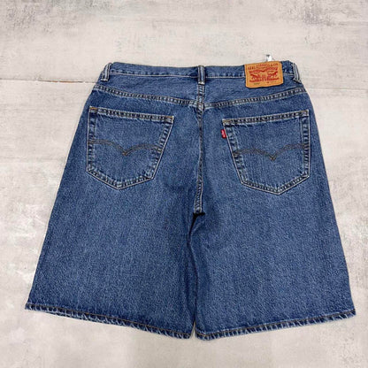 Vintage mens Levi’s 550 jorts W34 blue denim loose 90s style skater shorts