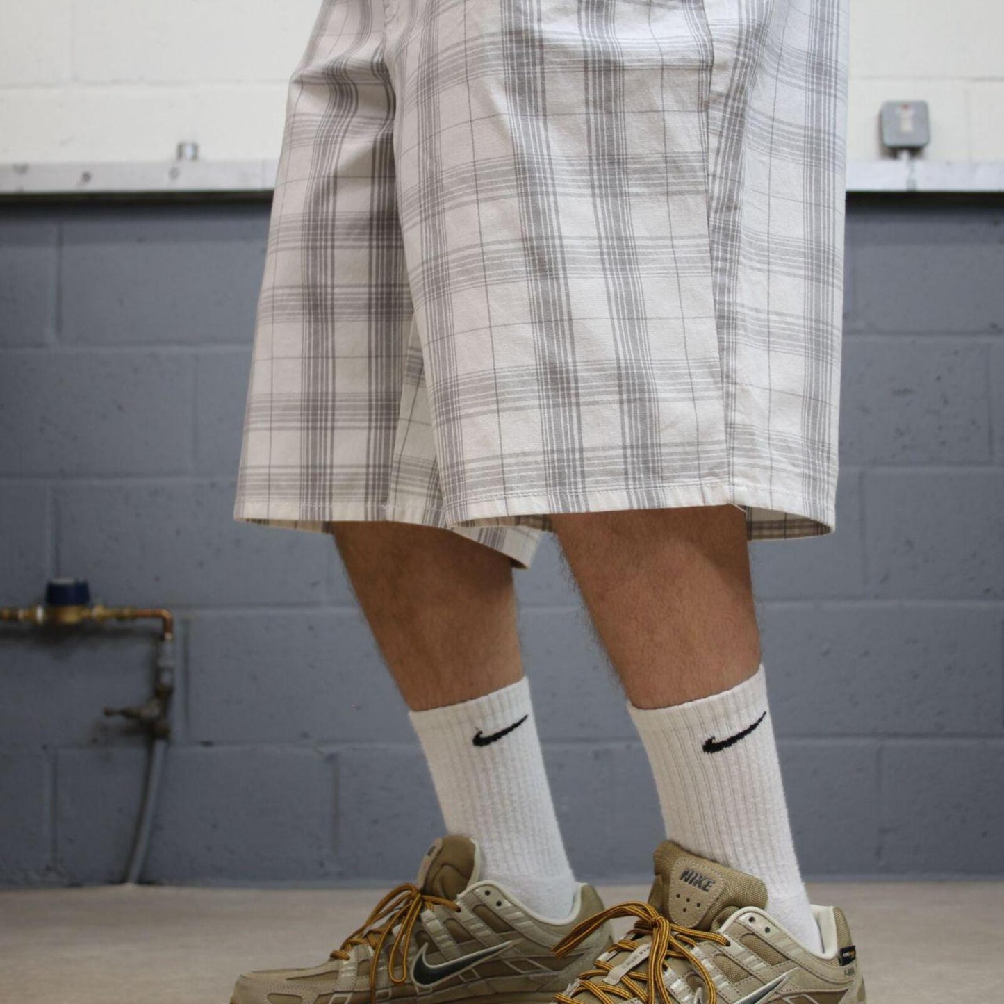 Dickies baggy checkered shorts carpenter white Chino check surf shorts long wide leg festival