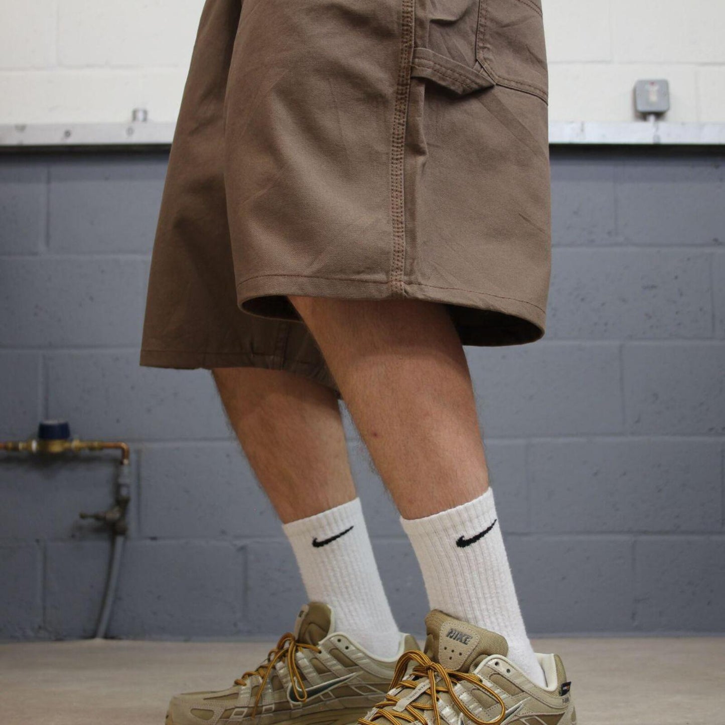 Baggy canvas cargo shorts carpenter brown Schmidt skater style work shorts summer