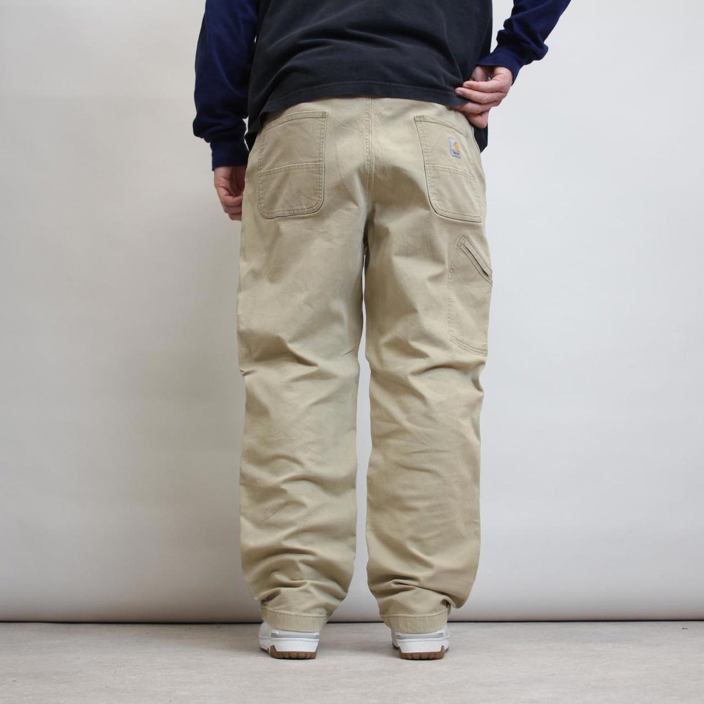 Tan Carhartt carpenter trousers W40L30 loose relaxed skater pants patch logo